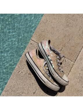 Converse Low Top Rainbow Mermaid Sequin Sneakers Size 8